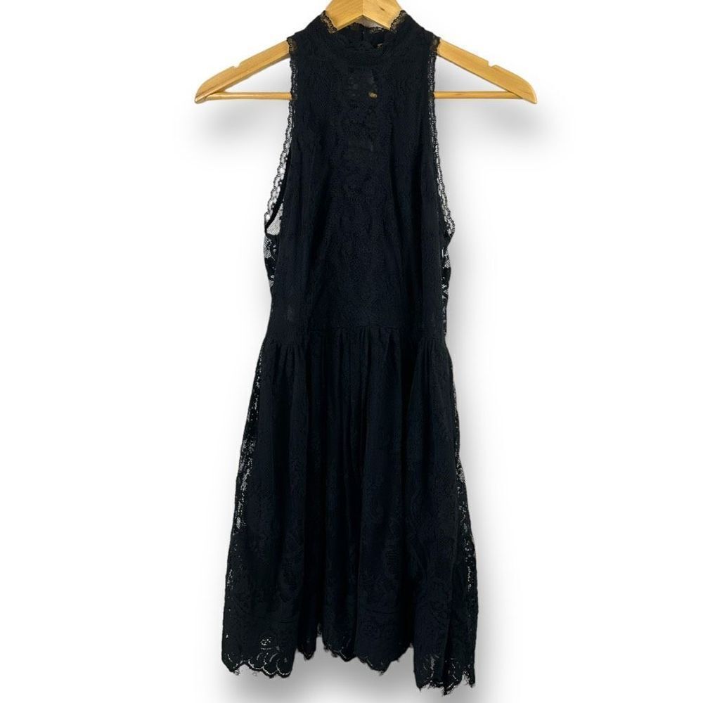 FreeβPeopleβ Verushka black lace high neck sleeveless dress sizeβ4